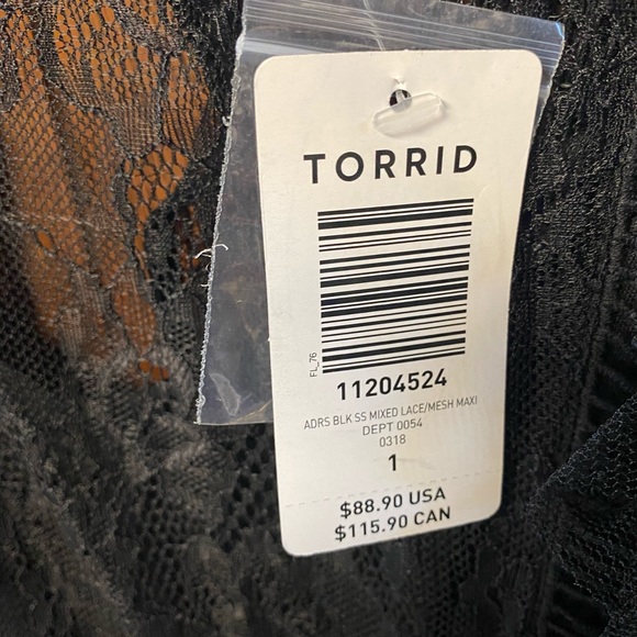 Torrid size 1 black lace and mesh maxi dress NWT - Picture 5 of 11